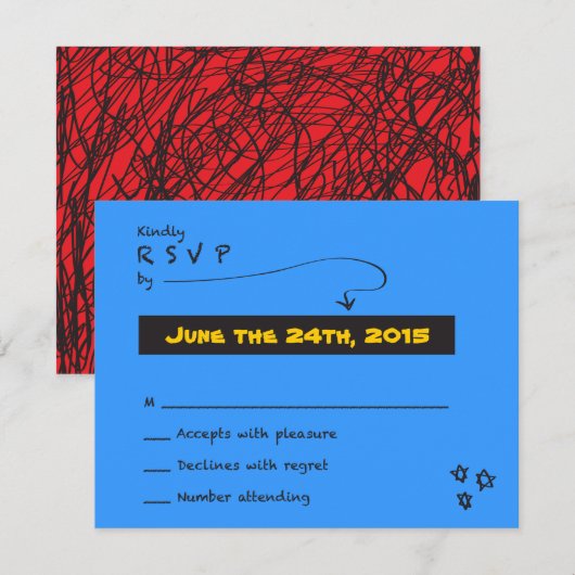 ZEER CASUAL Bar Bat Mitzvah Reply Card RSVP Kaartje (Voorkant / Achterkant)