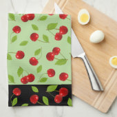 Zeer Cherry Dishtowel - groen Theedoek (Quarter Fold)