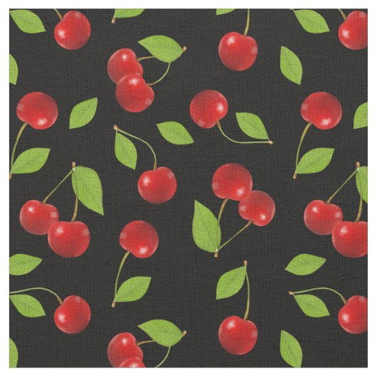 Zeer Cherry Fabric - op zwart Stof (Close Up)
