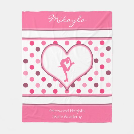 Zeer Cherry Polka-Stippen Veel roze Figuur Skater Fleece Deken (Voorkant)