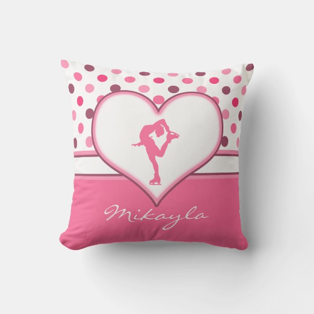 Zeer Cherry Polka-Stippen Veel roze Figuur Skater Kussen (Voorkant)