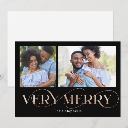 Zeer compacte bewerkbare kleur 2 Foto's Holiday Ka Feestdagenkaart (Voorkant / Achterkant)