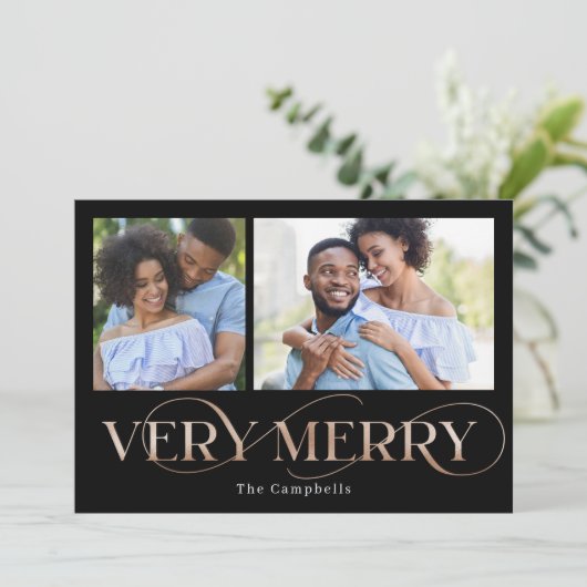 Zeer compacte bewerkbare kleur 2 Foto's Holiday Ka Feestdagenkaart (Staand voorkant)