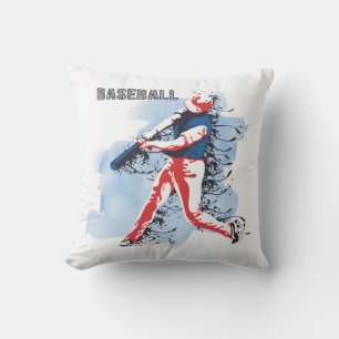 Zeer Cool en Kleurrijke Baseball Speler Swinging Kussen