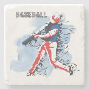Zeer Cool en Kleurrijke Baseball Speler Swinging Stenen Onderzetter