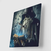 Zeer Cool en Mysterieuze Wizard of Time Vierkante Klok (Hoek)