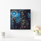 Zeer Cool en Mysterieuze Wizard of Time Vierkante Klok (Huis)