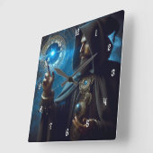 Zeer Cool en Mysterieuze Wizard of Time Vierkante Klok (Hoek)