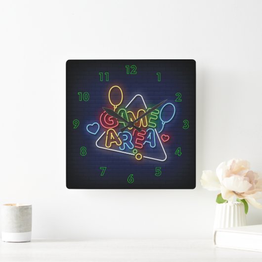 Zeer Cool & Kleurrijk Gesimuleerd Neon Teken Spelg Vierkante Klok (Huis)