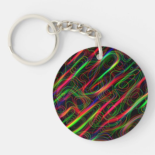 ZEER COOL Neon Kleurrijke Gebogen Lijnen Sleutelhanger (Voorkant)