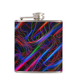 ZEER COOL Neon Multicolored gebogen lijnen Heupfles