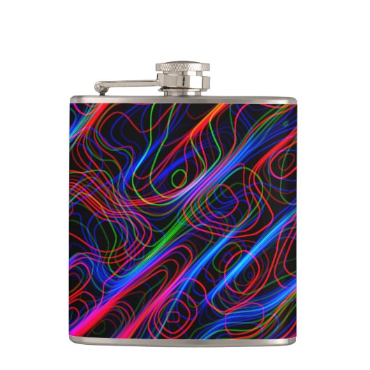 ZEER COOL Neon Multicolored gebogen lijnen Heupfles (Voorkant)