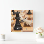 Zeer Cool Schaakbord met Stukken Vierkante Klok (Huis)