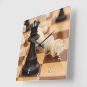 Zeer Cool Schaakbord met Stukken Vierkante Klok (Hoek)