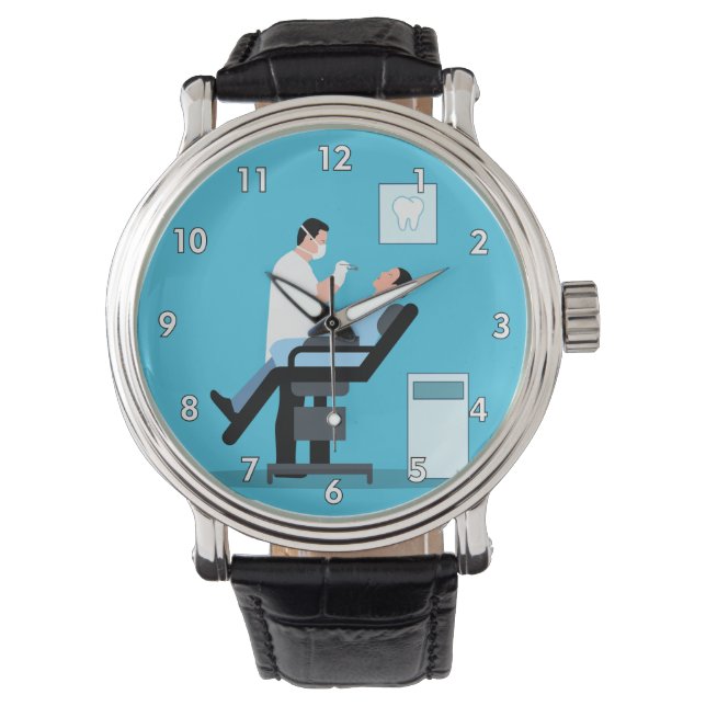 Zeer Cool Tandarts met een Patiënt in de Kantoor Horloge (Voorkant)