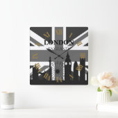 Zeer cool Trendy Black Grey London Union Jack Vierkante Klok (Huis)