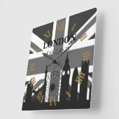 Zeer cool Trendy Black Grey London Union Jack Vierkante Klok (Hoek)