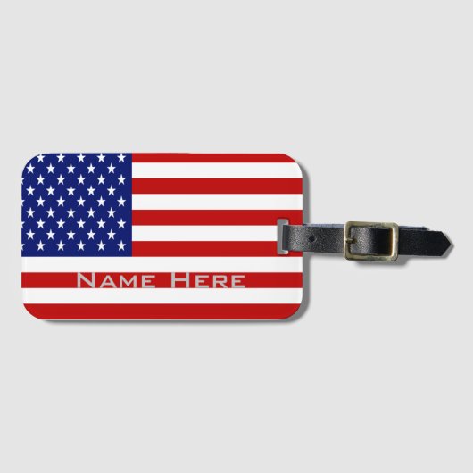 Zeer Coole Amerikaanse Vlag Met Monogram Bagagelabel (Voorkant (horizontaal))
