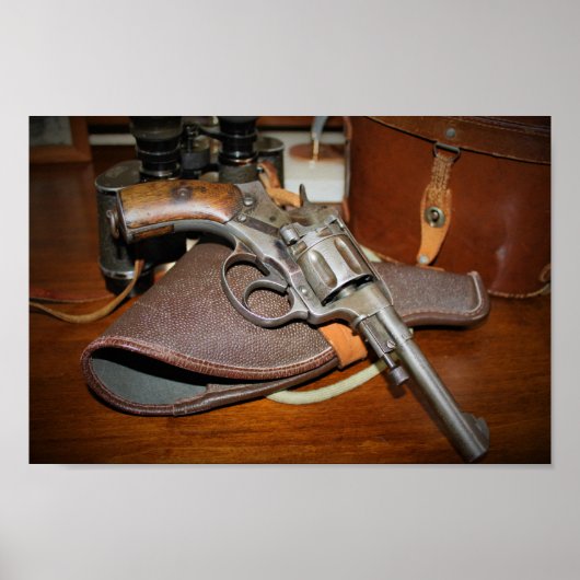 Zeer coole antiek Nagant-revolverfotografie Poster (Voorkant)