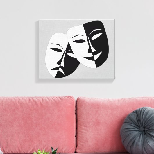 Zeer coole comedy- en tragische theatermaskers canvas afdruk (Insitu (Woonkamer))