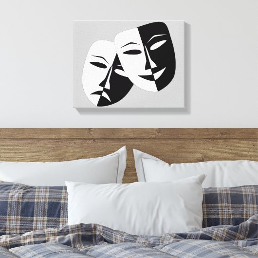 Zeer coole comedy- en tragische theatermaskers canvas afdruk (Insitu (Slaapkamer))