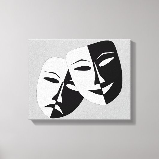 Zeer coole comedy- en tragische theatermaskers canvas afdruk (Voorkant)