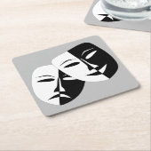 Zeer coole comedy- en tragische theatermaskers kartonnen onderzetters (Schuin)