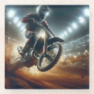 Zeer coole MotoCross concurrentie digitale renderi Glazen Onderzetter