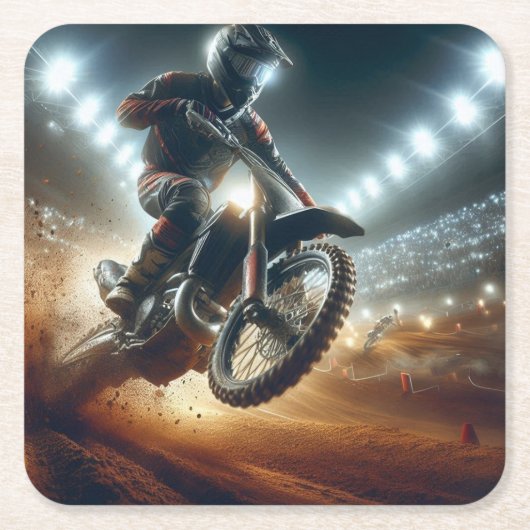 Zeer coole MotoCross concurrentie digitale renderi Kartonnen Onderzetters (Voorkant)