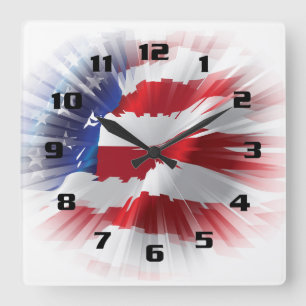 Zeer Coole Patriottische Amerikaanse Vlag Vierkante Klok