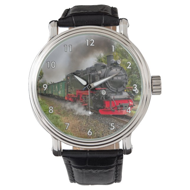 Zeer coole  stoomtreinlocomotief horloge (Voorkant)