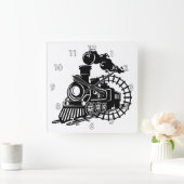 Zeer coole  stoomtreinlocomotief vierkante klok (Huis)