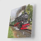Zeer coole  stoomtreinlocomotief vierkante klok (Hoek)