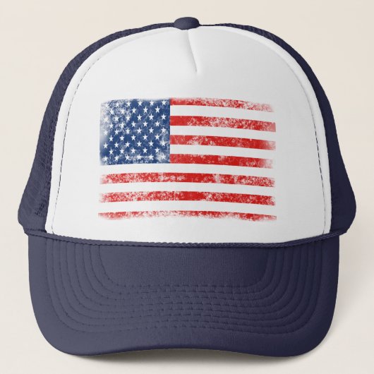 Zeer Coole Vervaaide Amerikaanse Vlag Trucker Pet (Voorkant)