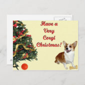 Zeer Corgi Christmas Smiling Dott Geel Briefkaart (Voorkant / Achterkant)