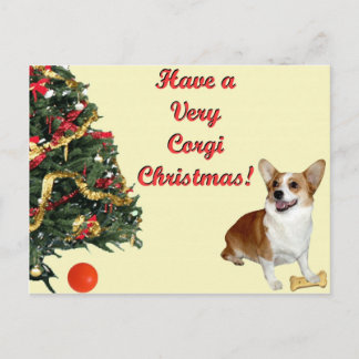 Zeer Corgi Christmas Smiling Dott Geel Briefkaart