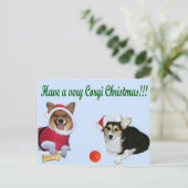 Zeer Corgi Kerstmis het Blauwe Briefkaart van M & (Staand voorkant)