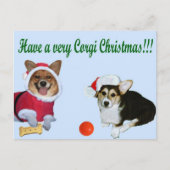 Zeer Corgi Kerstmis het Blauwe Briefkaart van M & (Voorkant)