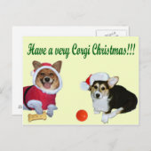 Zeer Corgi Kerstmis het Gele Briefkaart van M & (Voorkant / Achterkant)