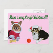 Zeer Corgi Kerstmis het Roze Briefkaart van M & (Voorkant / Achterkant)
