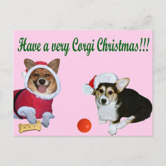 Zeer Corgi Kerstmis het Roze Briefkaart van M & (Voorkant)