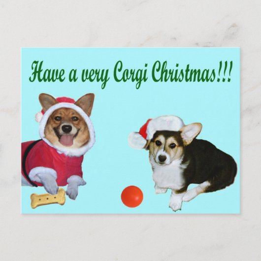 Zeer Corgi Kerstmis het Turkooise Briefkaart van M (Voorkant)