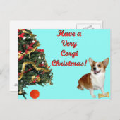 Zeer Corgi Kerstmis-SmilingDott Turkooise Postcar Feestdagenkaart (Voorkant / Achterkant)