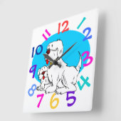 Zeer cute dog Design Children's Room Wall Clock Vierkante Klok (Hoek)