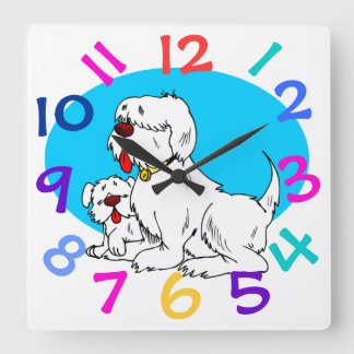 Zeer cute dog Design Children's Room Wall Clock Vierkante Klok