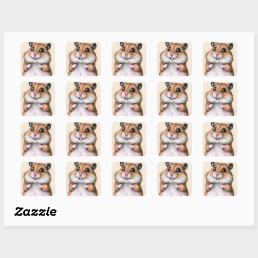 Zeer Cute Hamster Vierkante Sticker (Vel)