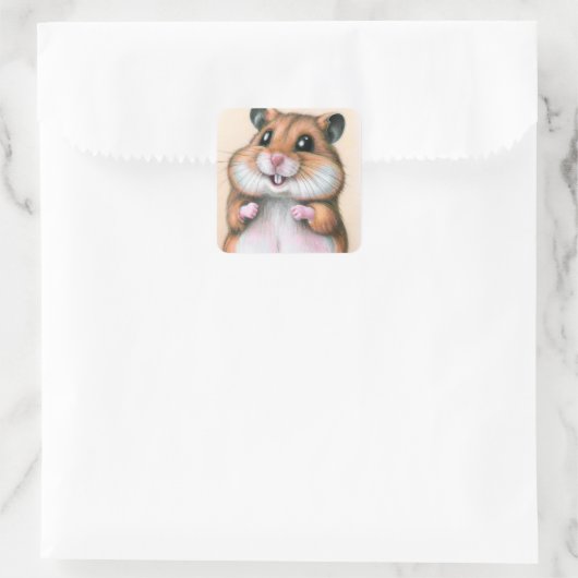 Zeer Cute Hamster Vierkante Sticker (Tas)