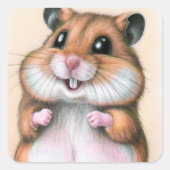 Zeer Cute Hamster Vierkante Sticker (Voorkant)