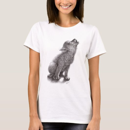 Zeer Cute Howling Dog Wolf T-Shirt (Voorkant)
