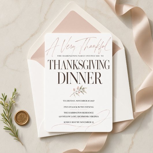 Zeer Dankbaar Botanisch Thanksgiving-diner Kaart
